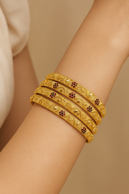 Copper Bangles Pair | 4 Pcs